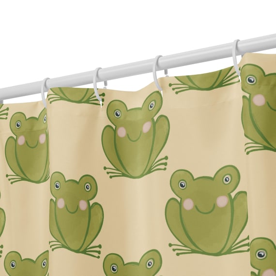 Hand-Drawn Frog Shower Curtain: Whimsical Bathroom Decor