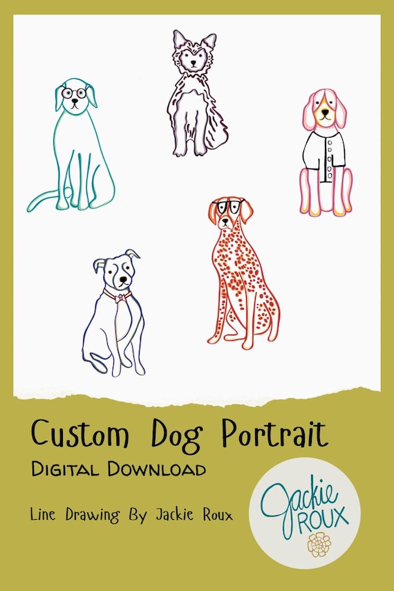 Custom Dog Line Drawing Portrait, Minimalist Pet Art (Digital Download)