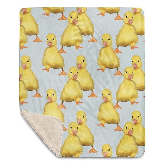 Duckling Blanket / Adorably Soft Yellow and Gray Sherpa blanket