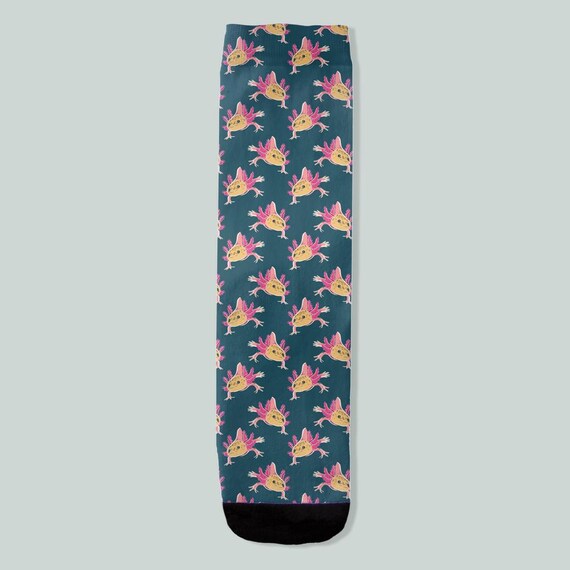 Axolotl Print Socks by Jrouxart