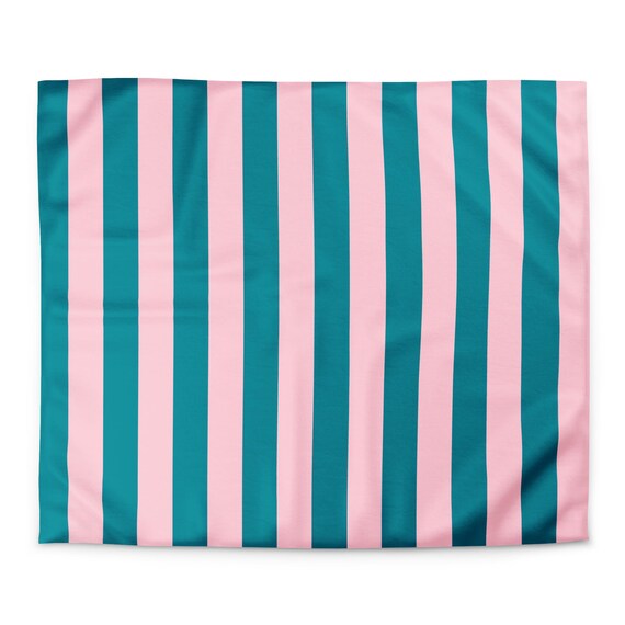 Pink and Turquoise Striped Duvet cover