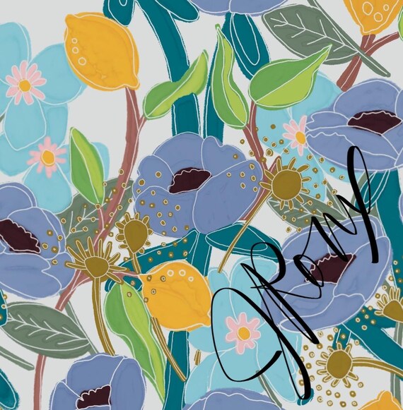 Floral Duvet Cover, Blue Botanical Bedding, Modern Flower Comforter Cover, Soft Bedroom Decor