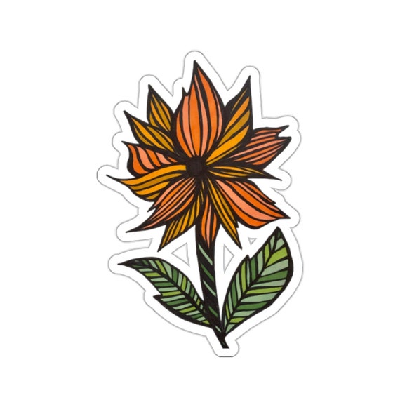 Pretty Orange Flower Sticker
