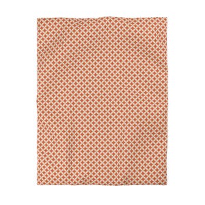 Plaid Duvet Cover, Orange And Ivory Mid Century Modern Pattern