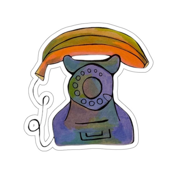 Cheeky Banana Phone Sticker, Watercolor Illustration, Vinyl Decal