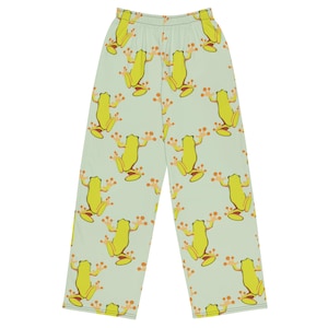 Frog Lounge Pants – Mint Green, Hand-Drawn Whimsical Print