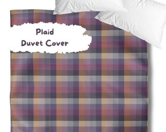 Funda nórdica a cuadros, cuadros de colores suaves, ropa de cama moderna y relajante, decoración de cama única