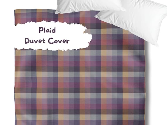 Plaid Duvet Cover, Soft Colored Plaid, Soothing Modern Bedding, Unique Bed Decor