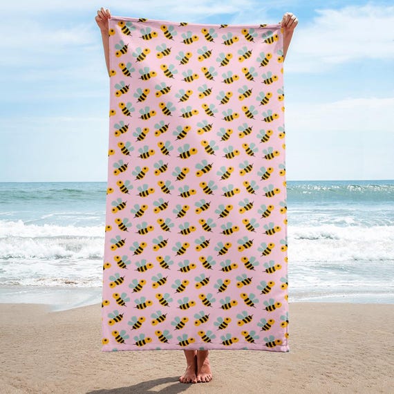 Bee Pattern Beach Towel | Cottagecore Summer Nature Art