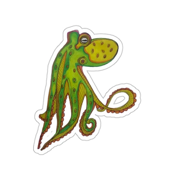 Hand Drawn Octopus Sticker - Cute Water Bottle & Laptop Decal