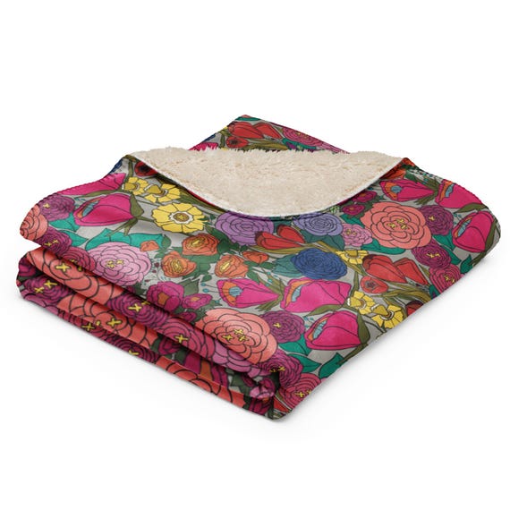 Floral Sherpa Blanket: Plush Cozy Throw