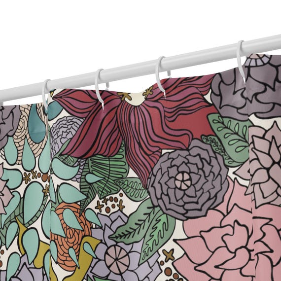 Pretty Floral Shower curtain / Electric Garden Soft Shadows Collection