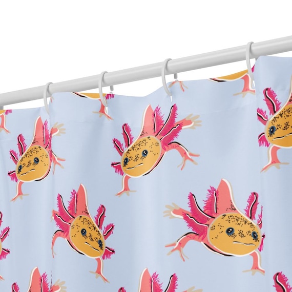 Axolotl Shower Curtain, Cute Animal Bathroom Decor, Fun Kids Bath, Whimsical Aquarium Home