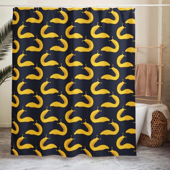 Banana Slug Shower Curtain, Funny Animal Bathroom Decor, Quirky Nature Bath, Bold Yellow Home