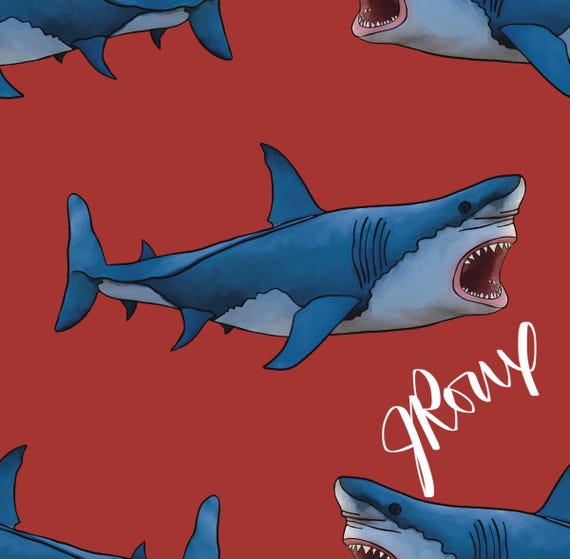 Shark Duvet cover / Blue Shark on Bold Red