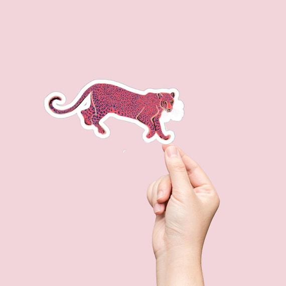 Pink and Purple Leopard Print Sticker: Edgy Animal Decal