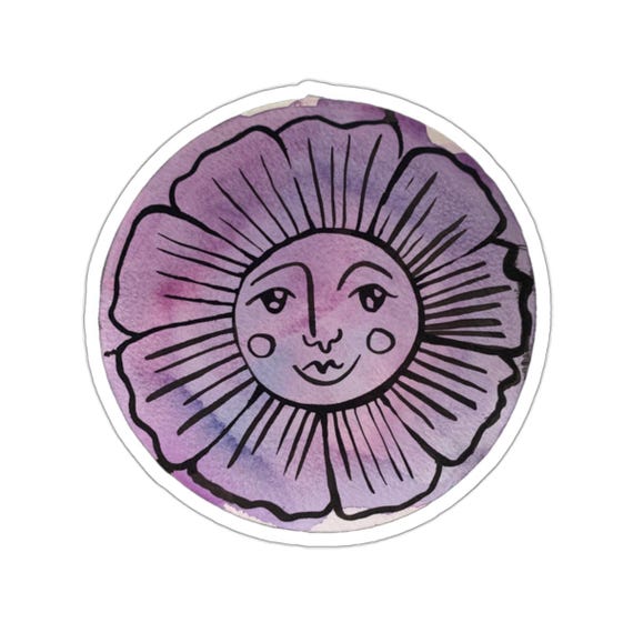 Sun Sticker / Purple Flower Sunshine Happy Face