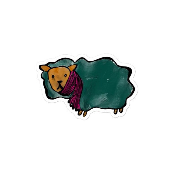 Cozy sheep wearing a scarf sticker / Sheep decal