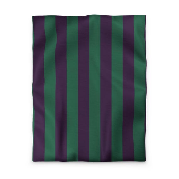 Purple and Green Striped Duvet cover