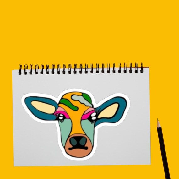 Colorful Cow Sticker