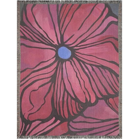 Floral Woven Blanket, Jrouxart Watercolor Throw Blanket