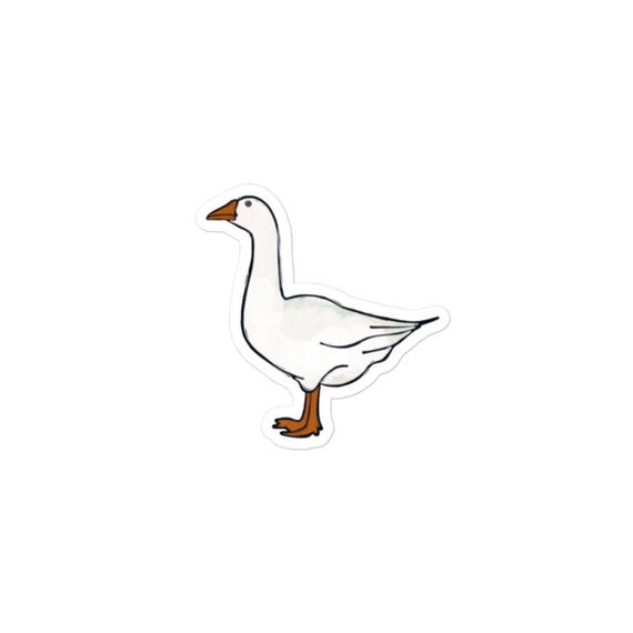 White Goose Vinyl Sticker, Cute Animal Decal