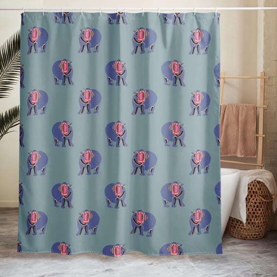 Hippo Shower curtain / Fun Animal Design Bath Decor