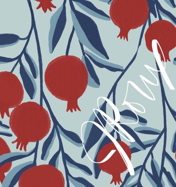 Pomegranate Tree Duvet Cover /Red And Aqua Bedding