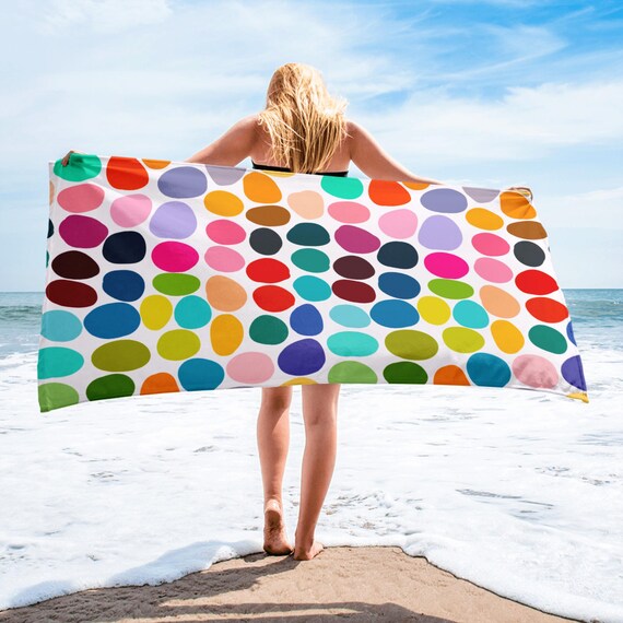 Colorful Beach Towel, Bright Color Peddle Swatches Pool Towel, Modern Fun Towel