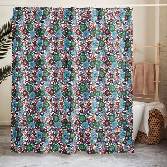 Bird Shower Curtain, Colorful Songbird Bathroom Decor, Whimsical Nature Bath, Cottagecore Home Style
