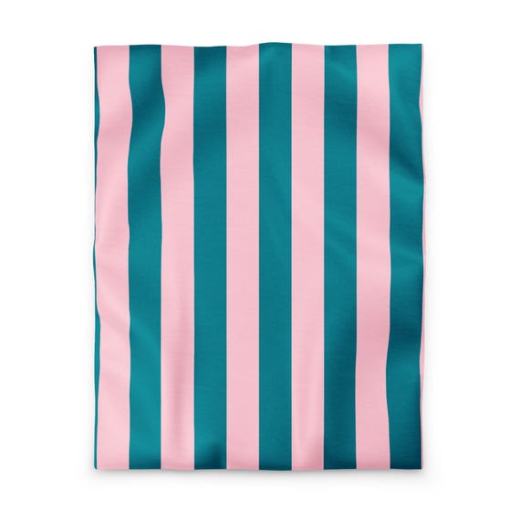 Pink and Turquoise Striped Duvet cover