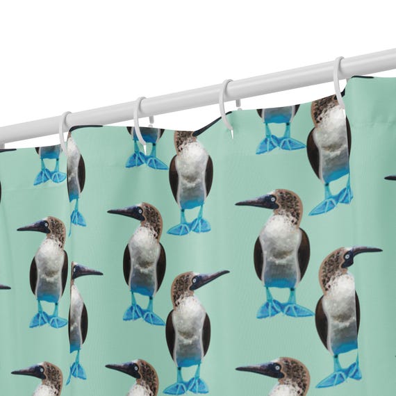 Blue Footed Booby Shower curtain / Bird Bath Decor