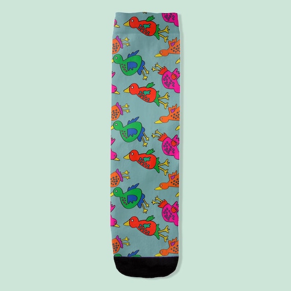 Colorful Bird Socks By Jrouxart