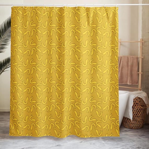 Banana Slug Shower Curtain, Funny Animal Bathroom Decor, Quirky Nature Bath, Bold Yellow Home