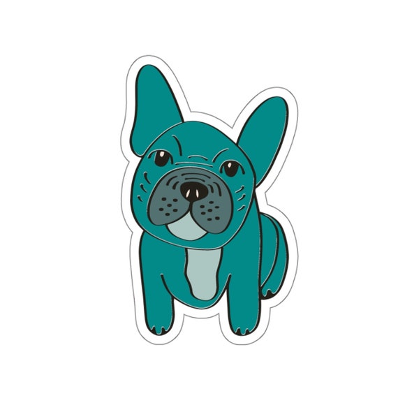 Teal Bulldog Sticker: Adorable Puppy Dog Art