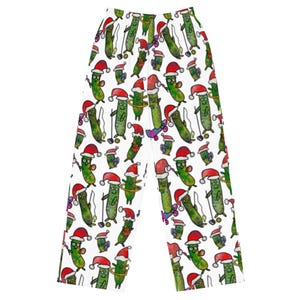 Men’s Xmas Pickle Pajamas,  Matching Christmas Family Pajama Pants, Unisex Funny and Festive Lounge Pants