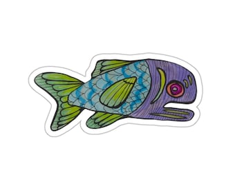 Fun Fish Sticker: Whimsical Laptop Decal - Jrouxart
