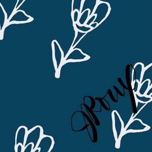 Navy Floral Duvet Cover, Bedding Set, Modern Flower Duvet, Queen Size Comforter, Bedroom Decor