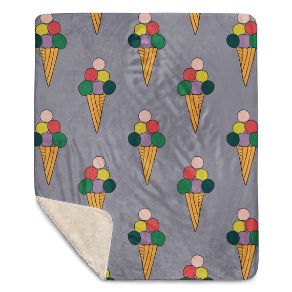 Ice Cream Blanket, Cute Dessert Throw Blanket, Playful Cozy Decor, Fun Gift for Kids and Adults