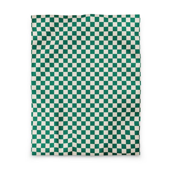 Kelly Green and Ivory Checkered Duvet cover