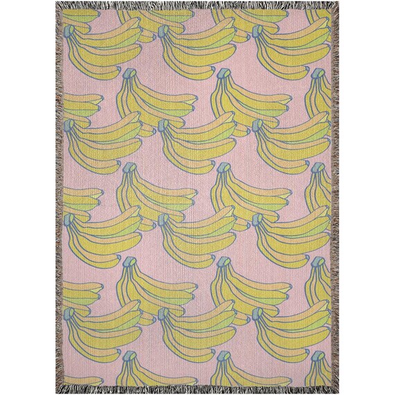 Banana Woven Blanket, Cute Fruit Throw Blanket, Playful Kitchen Decor, Cozy Quirky Gift