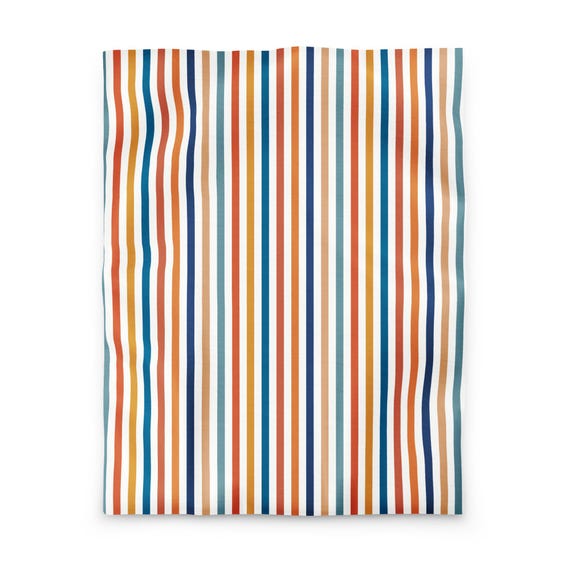 Orange and Blue Striped Duvet cover