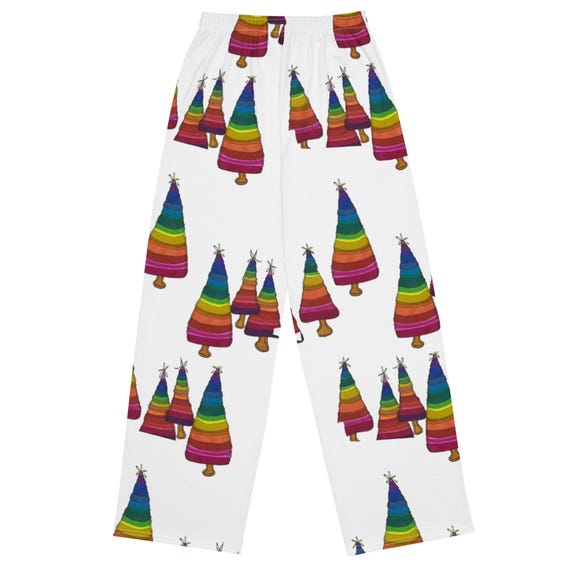 Rainbow Christmas Tree Pajama Pants / Womens Matching Family Pajamas / Unisex Sizing Holiday Pants