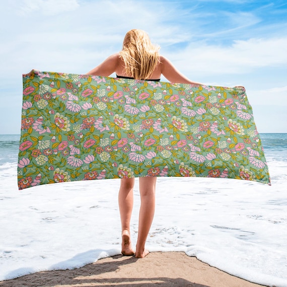 Floral Beach Towel, Pretty Vintage Revival Flowers, Make Pool Time Pretty
