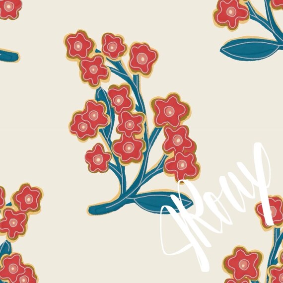 Red and Cream Floral Duvet cover