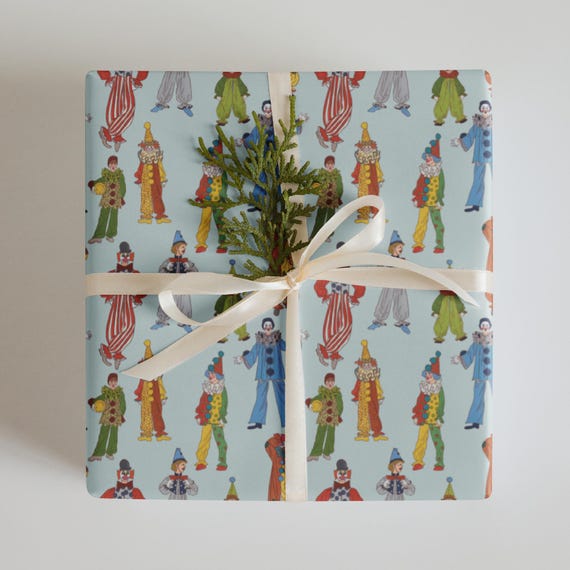 Vintage Clown Wrapping Paper Sheets