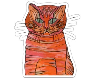 Fat Orange Cat Sticker - His squishy face will bring a smile to yours :)