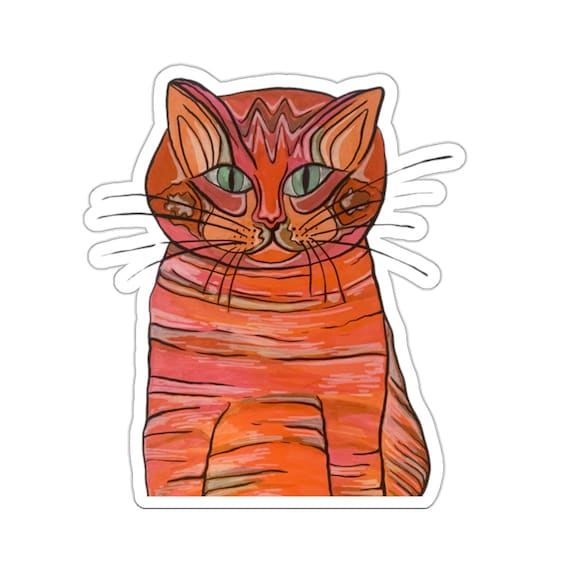Fat Orange Cat Sticker - His squishy face will bring a smile to yours :)