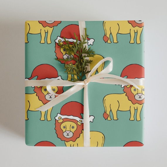 Santa Lion Christmas Wrapping Paper