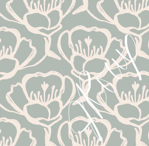 Floral Chic Duvet Cover / Sage Green Flower Design
